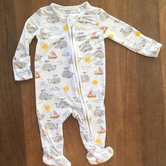 Angel Dear white with ocean theme 2-way zipper footie - Picture 1 of 2